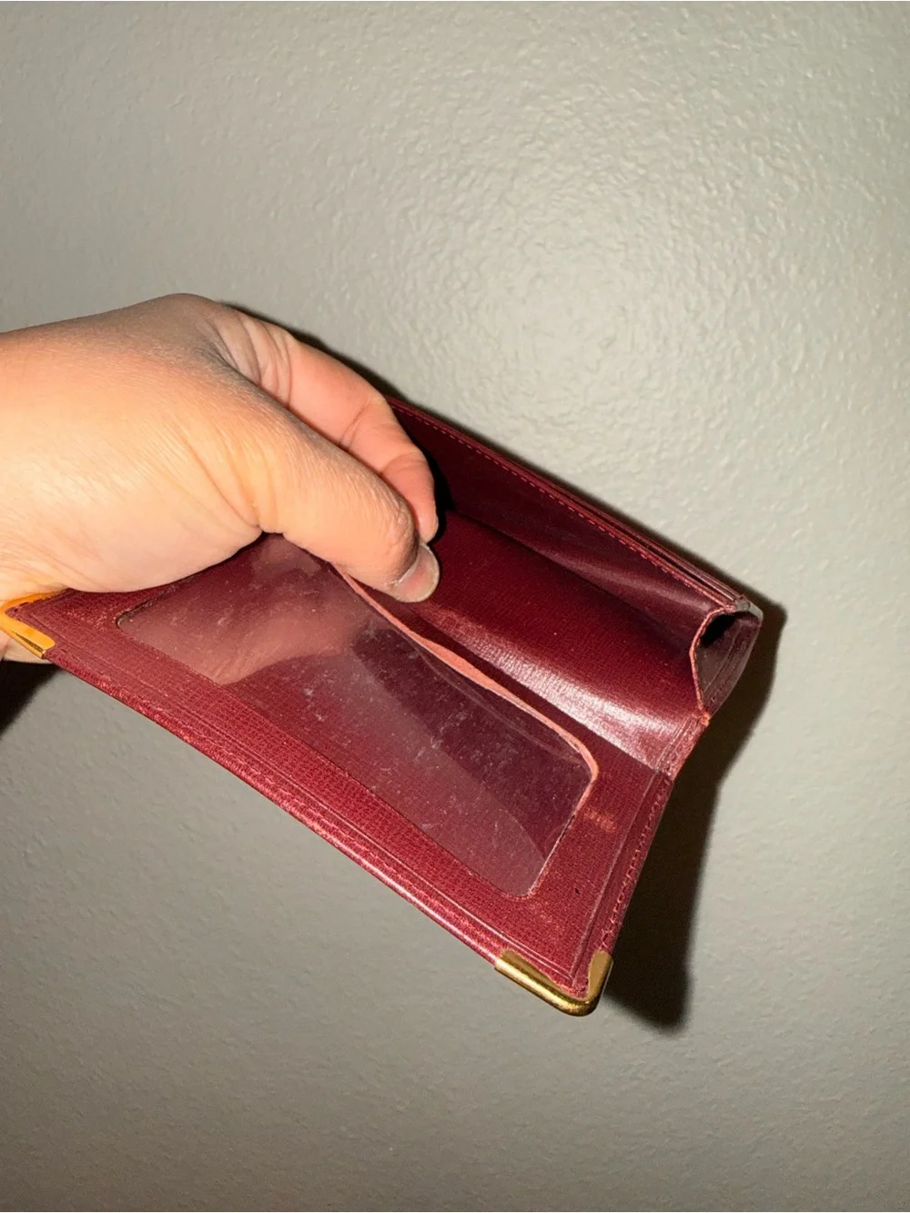 Vintage Must de Cartier Burgundy Leather Card and ID Holder